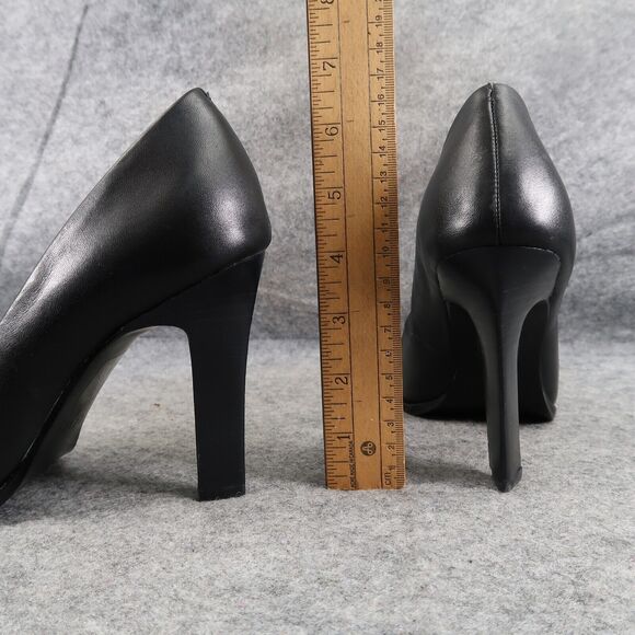Reiss Shoes Women 38 Pump Heels Leather Pointed Toe Ada Court Career Party Black - Picture 8 of 16